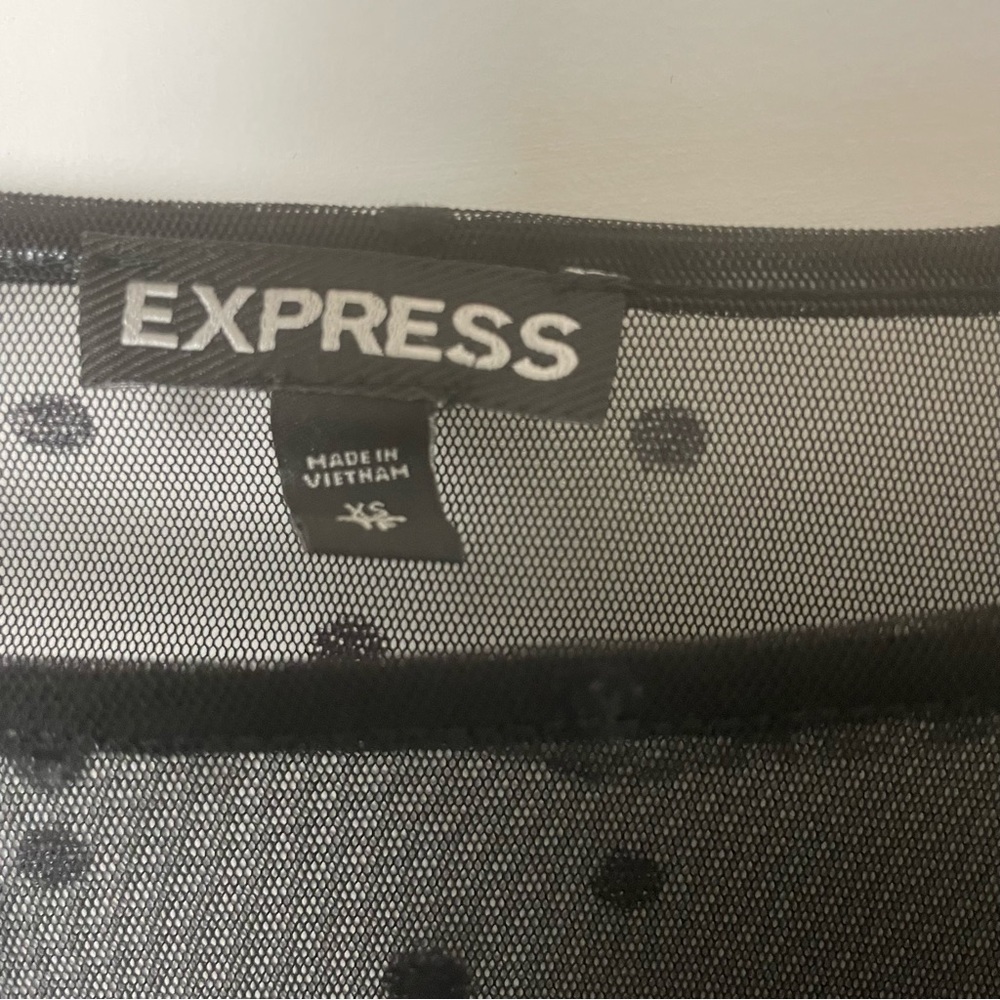 Express Sheer Polkadot Blouse in Black Size Small - Picture 5 of 6